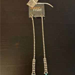 Dora Mae Silver Rhinestone Earrings -7”